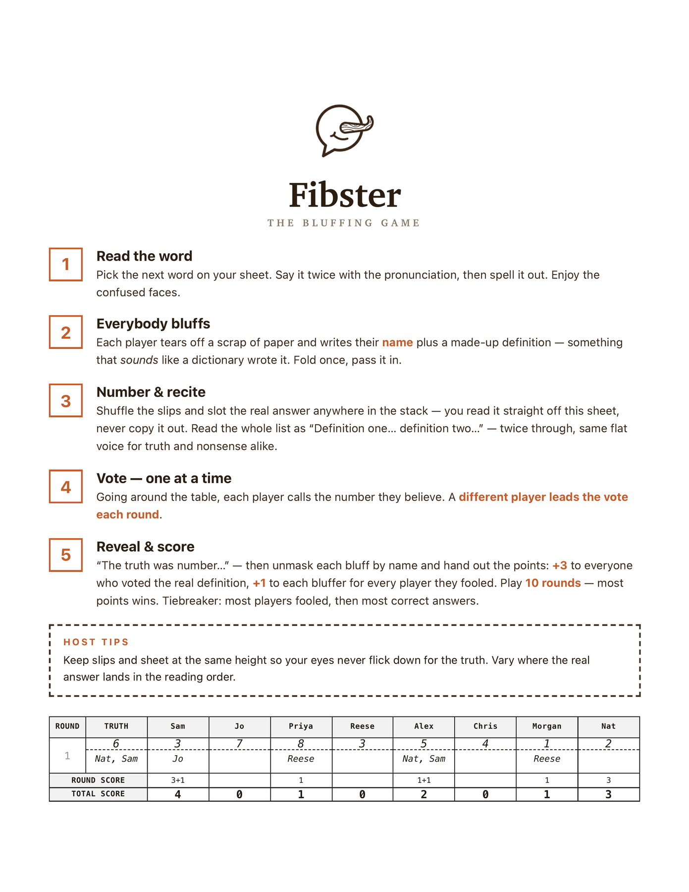 Fibster Host Kit — Rules page